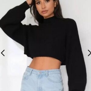 Missguided Black Cropped Sweater